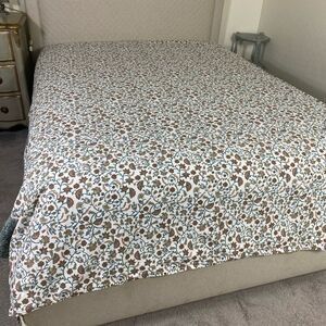 Threshold Floral Flannel Flat Sheet in Brown and Blue Twin